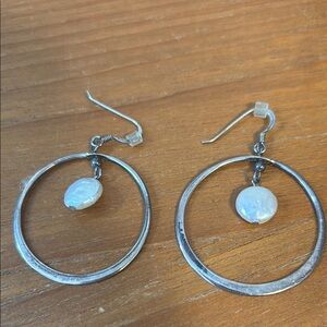 Sterling Silver and Freshwater Pearl Hoop Earrings